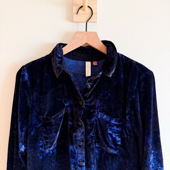 Anthropologie Pilcro Mara Velvet Blue Button Down Size 2 - Picture 4 of 9